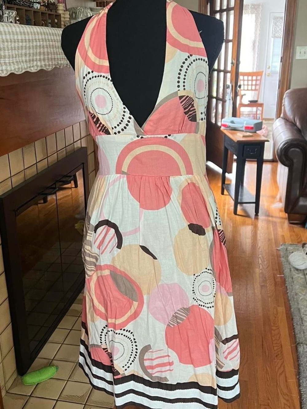 Y2K Fairy Halter Midi Dress in Coral Multi-Color